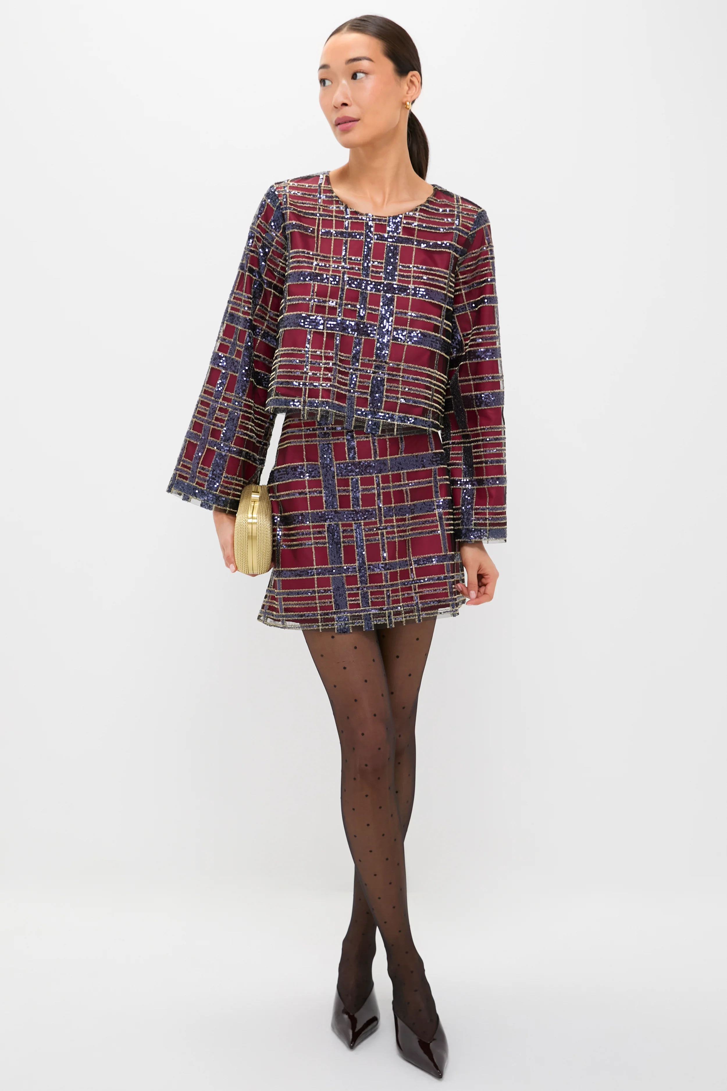 Sequin Plaid Maxine Top