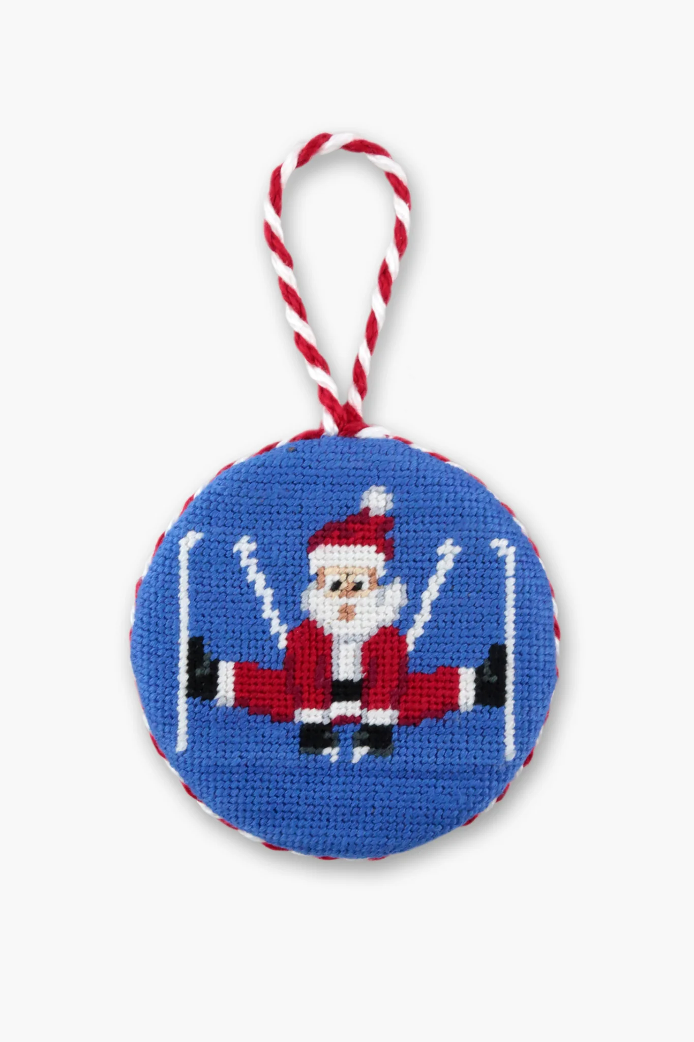 Skiing Santa Needlepoint Ornament - Image 2