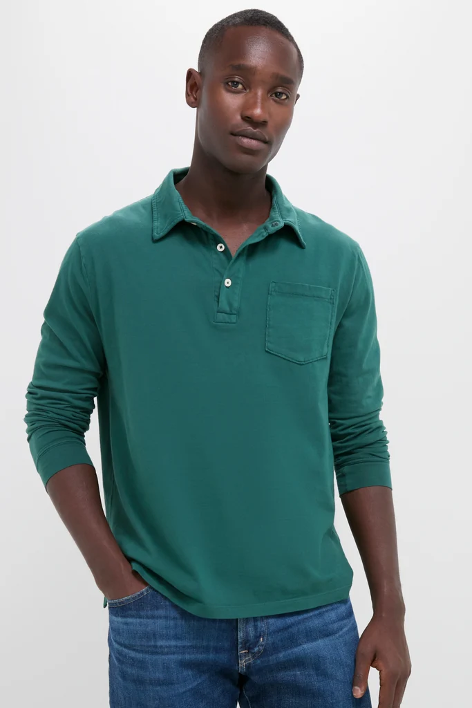 Washed Pine Long Sleeve Hudson Polo