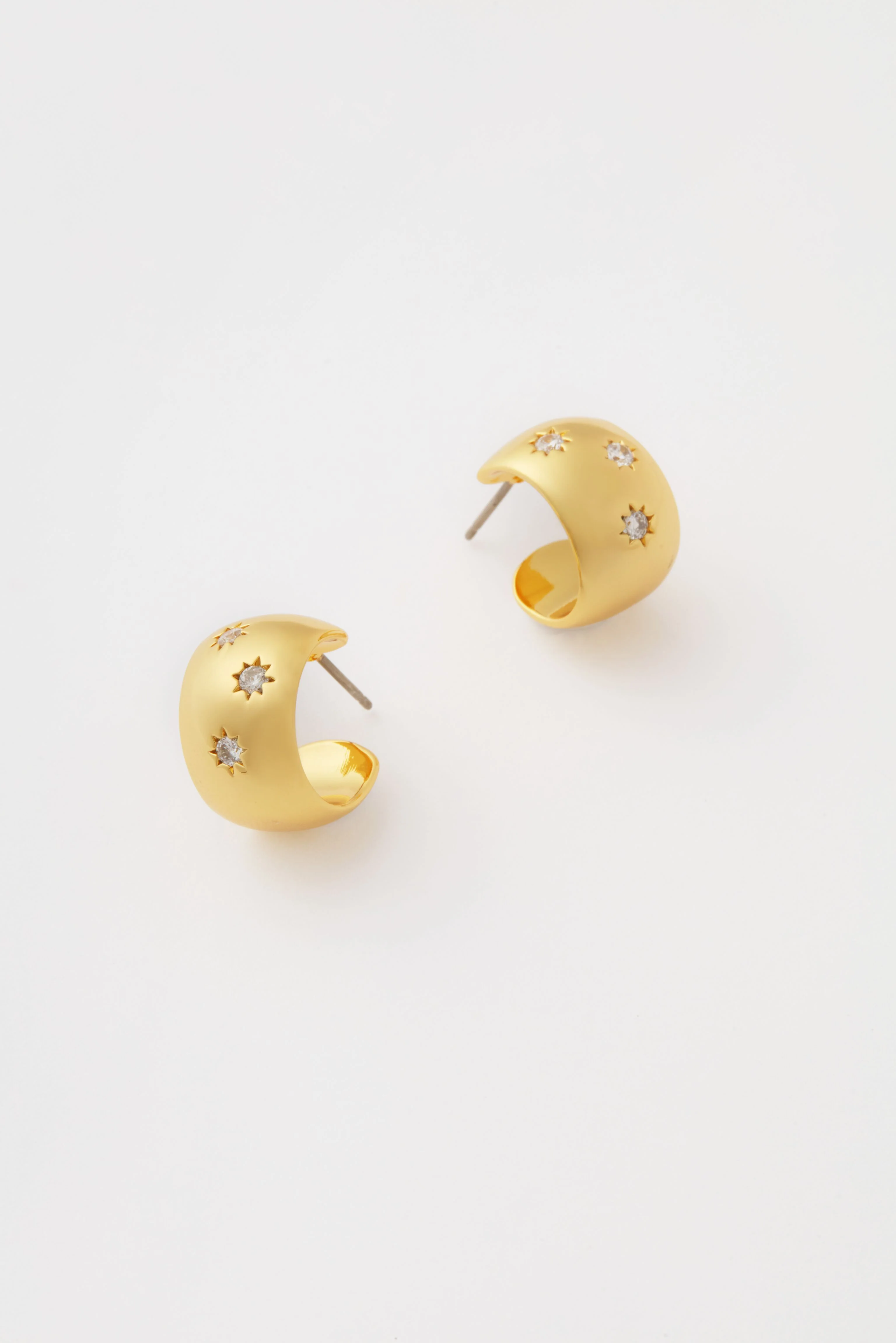 Starry Night Gold Huggie Earrings - Image 4