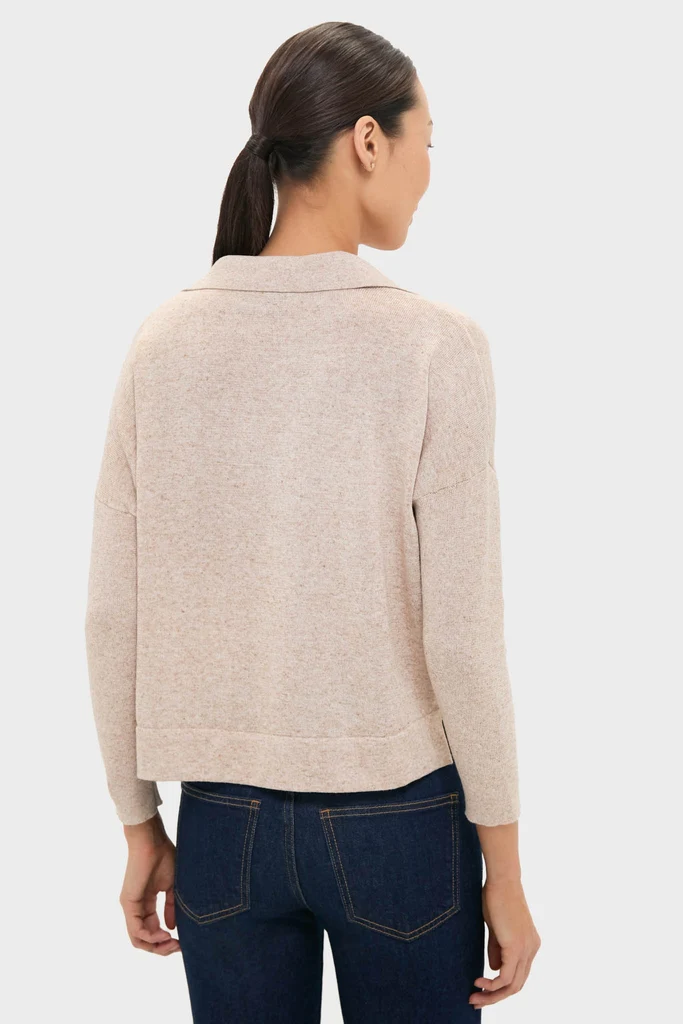 Tan Clayton Long Sleeve Knit Polo - Image 4