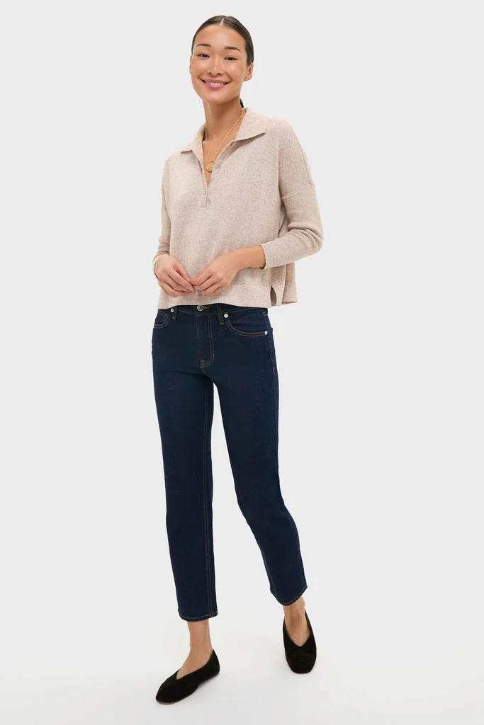 Tan Clayton Long Sleeve Knit Polo - Image 6