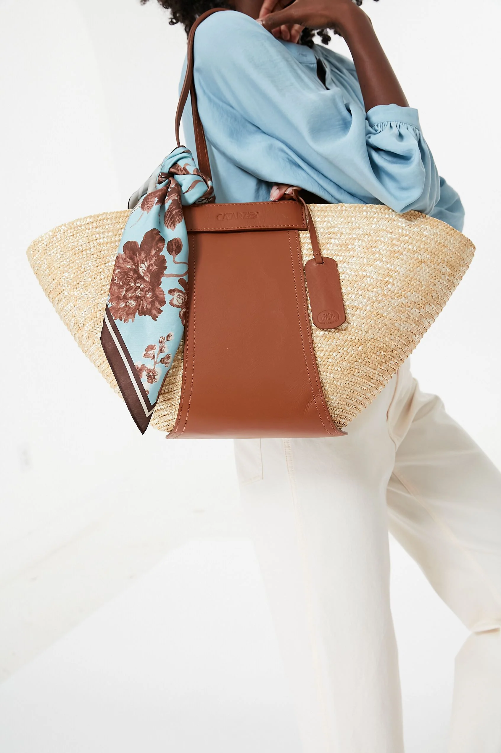 Tan Cristina Straw Tote - Image 5