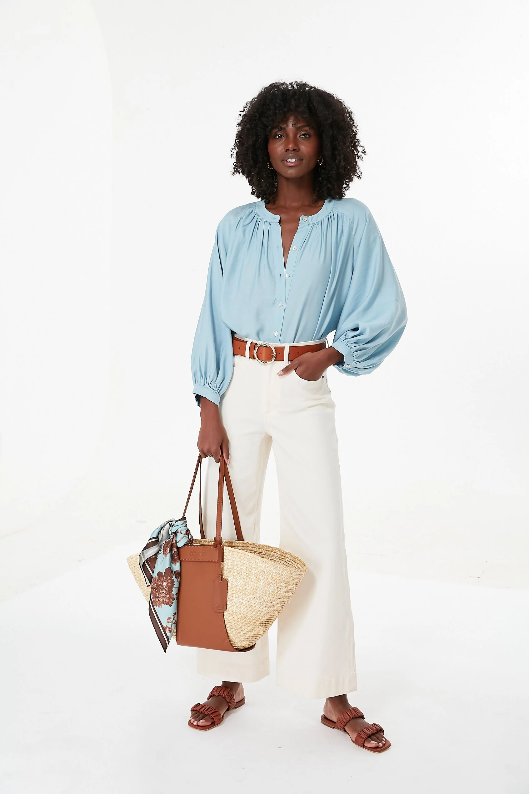 Tan Cristina Straw Tote - Image 6