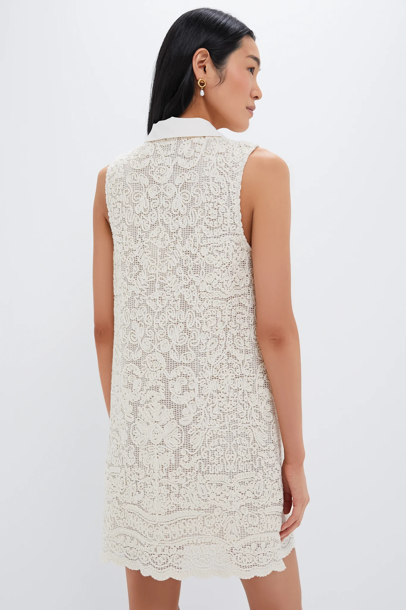 Tan Lace Sleeveless Collier Dress - Image 3