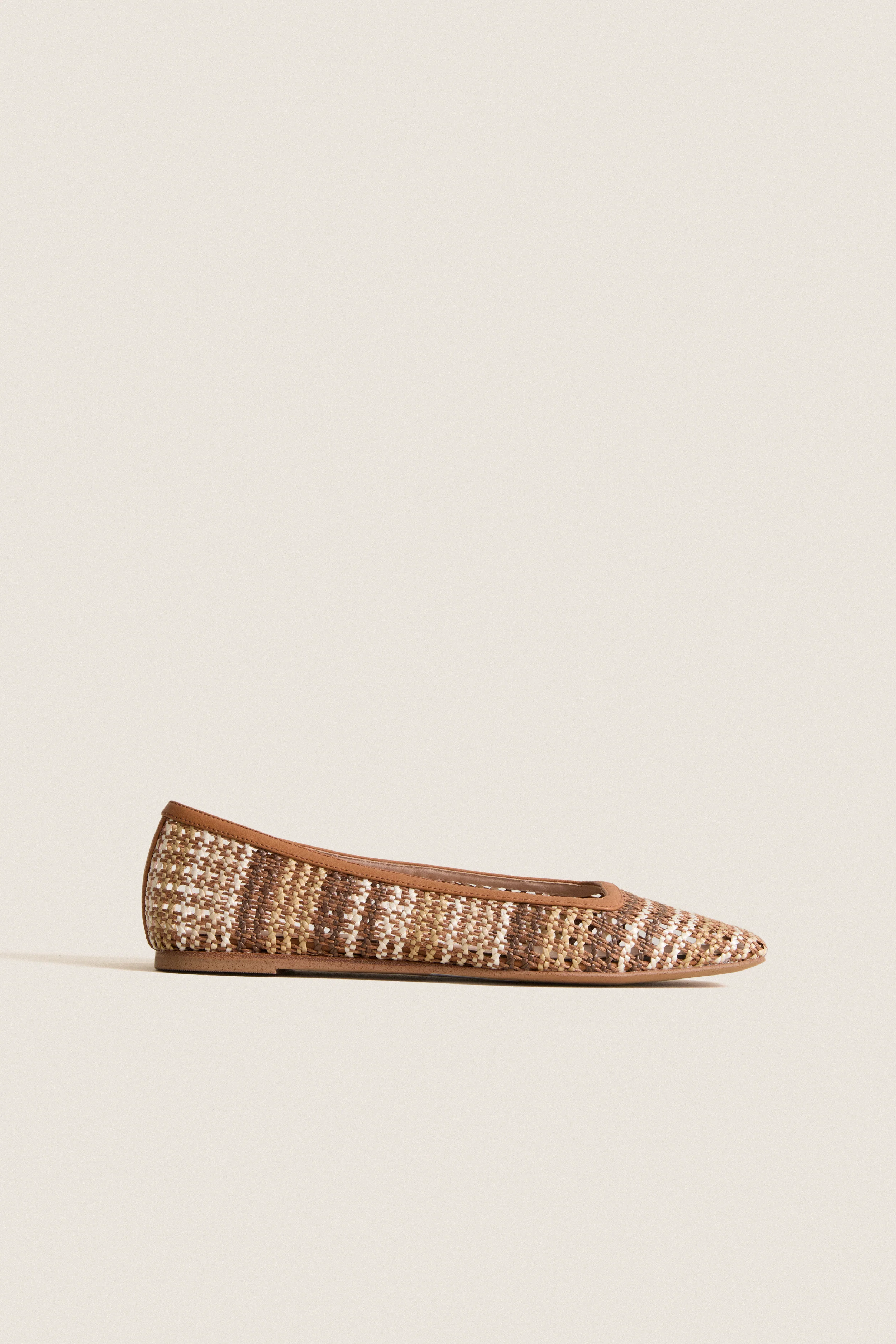 Tan Multi Woven Nadia Flats - Image 6