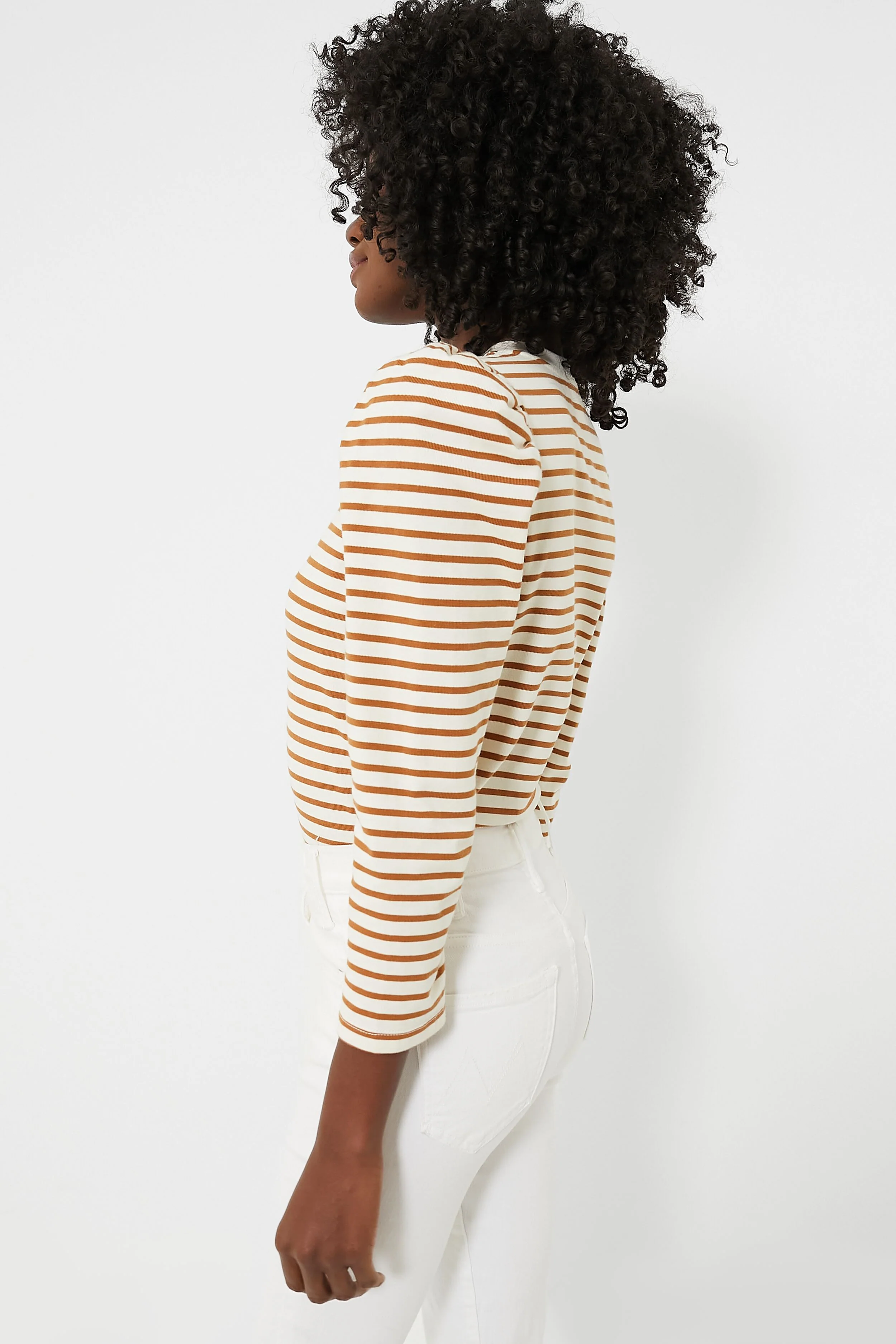 Tan Striped Vesty Long Sleeve Crewneck - Image 3