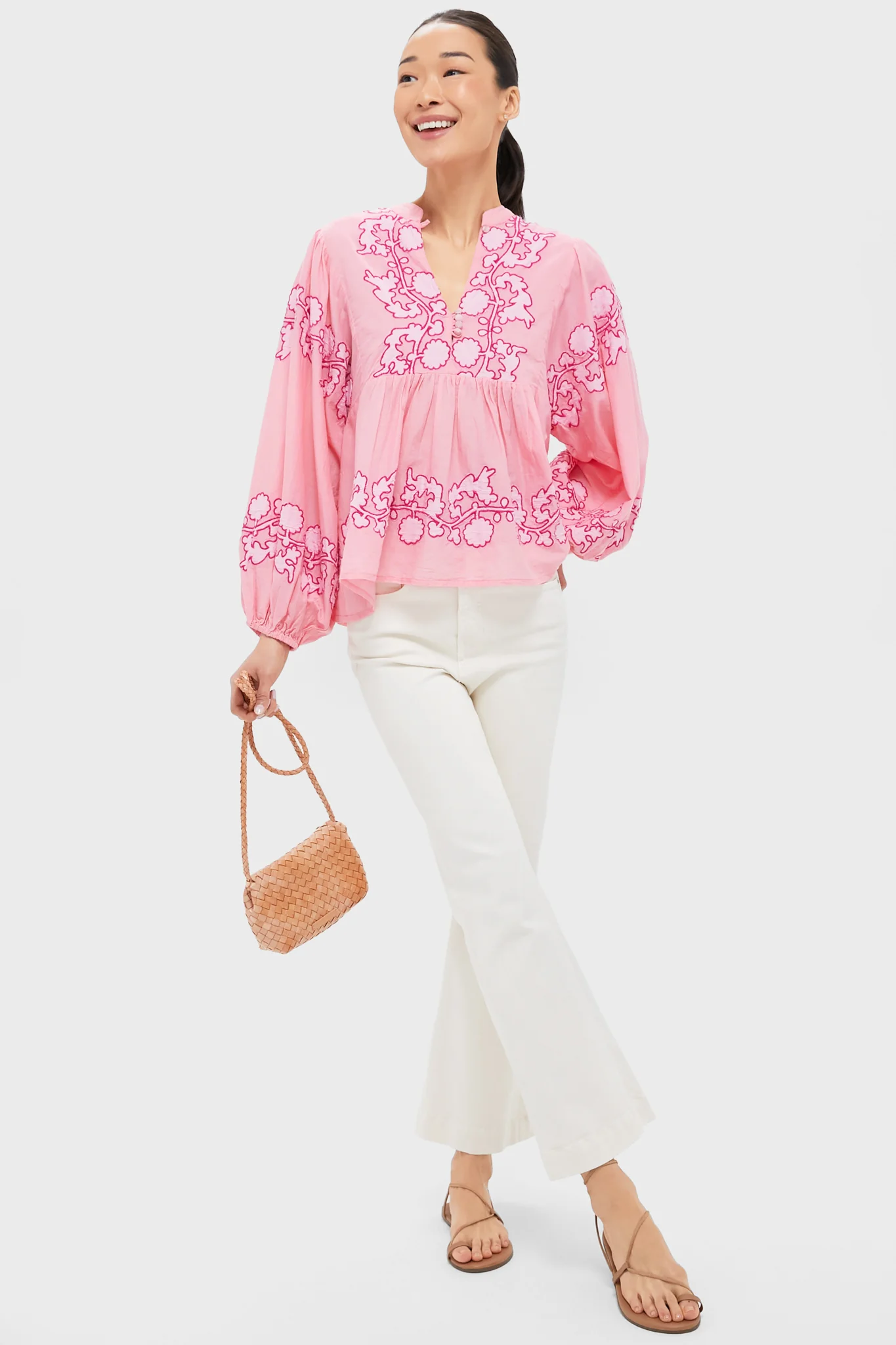 Tangier Pink Mandarin Balloon Top - Image 2