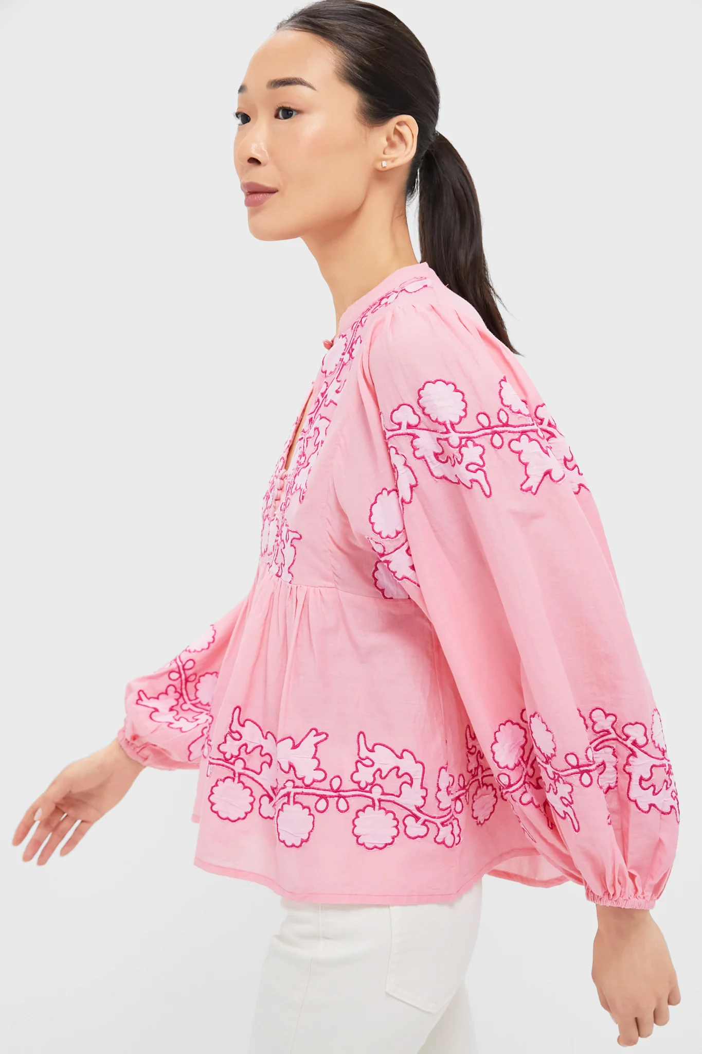 Tangier Pink Mandarin Balloon Top - Image 3