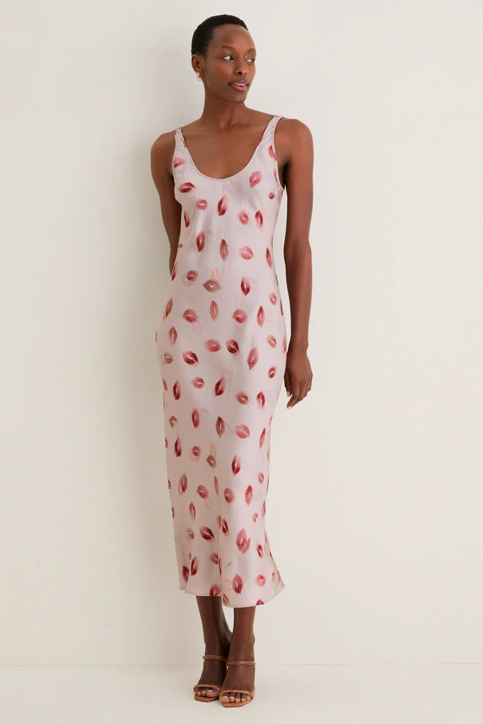 Taupe and Dark Red Kiss Akiya Tank Dress - Image 6