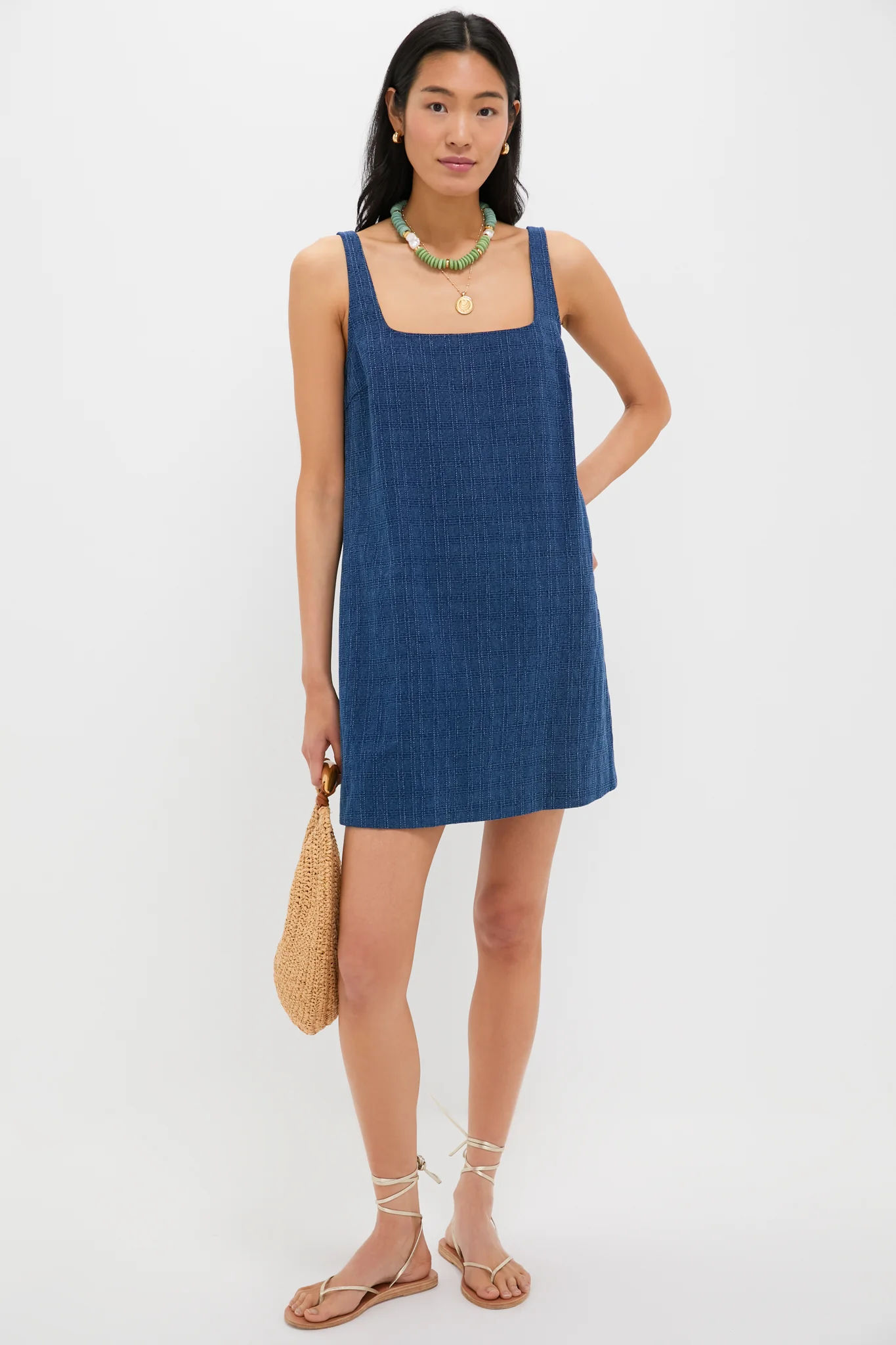 Textured Windowpane Denim Cassie Dress - Image 2