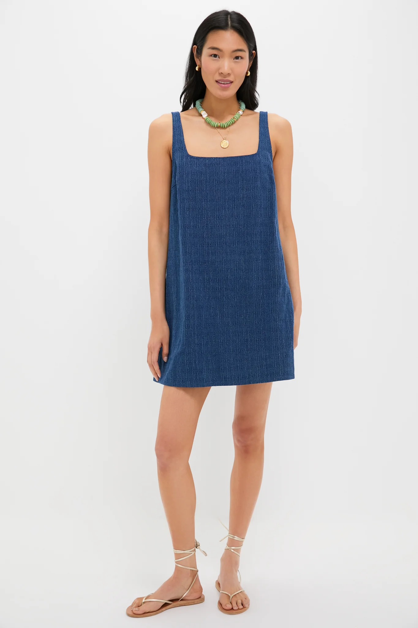 Textured Windowpane Denim Cassie Dress - Image 6