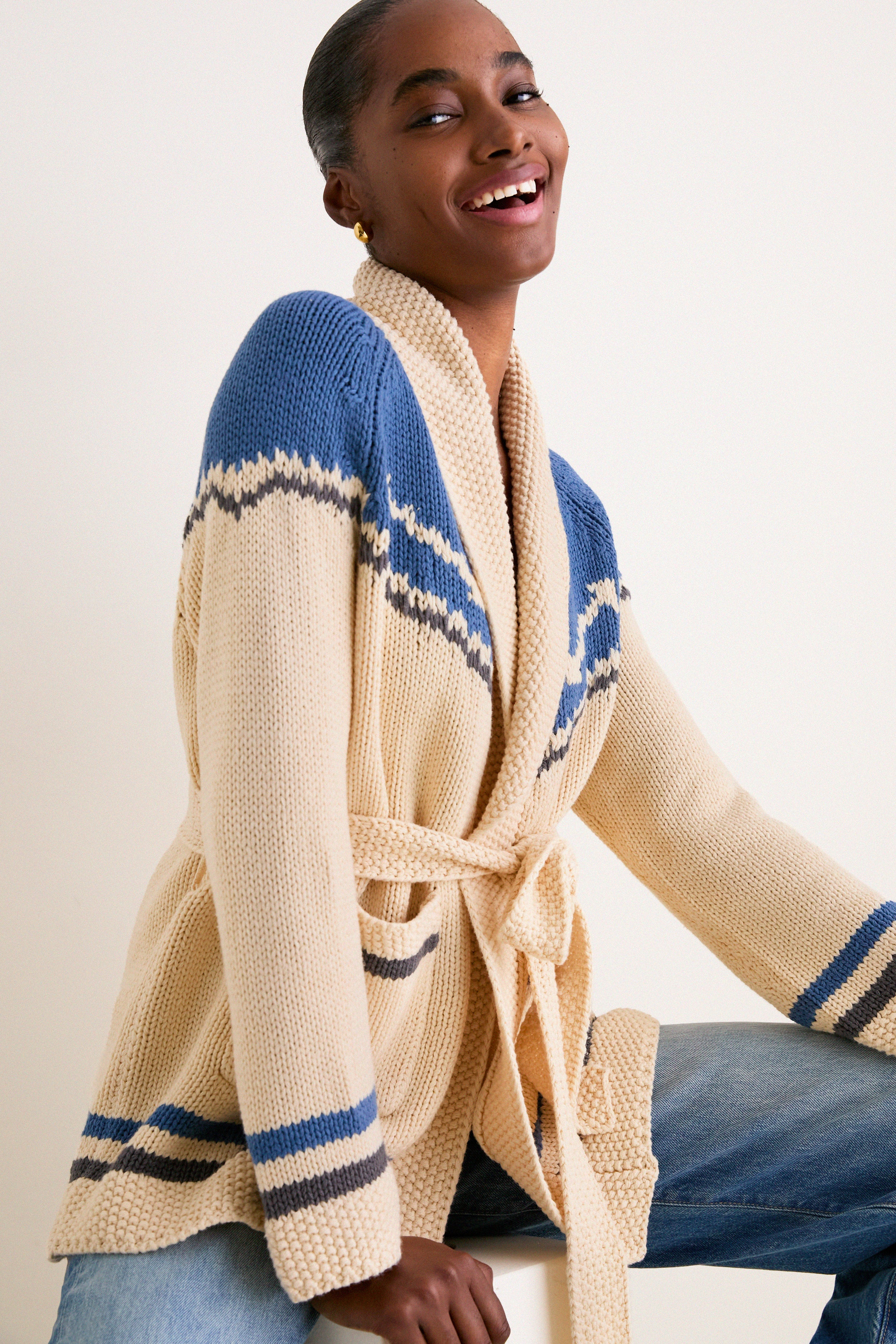 THE GREAT. x Stetson Robin Blue Western Riding Cardigan - Image 5