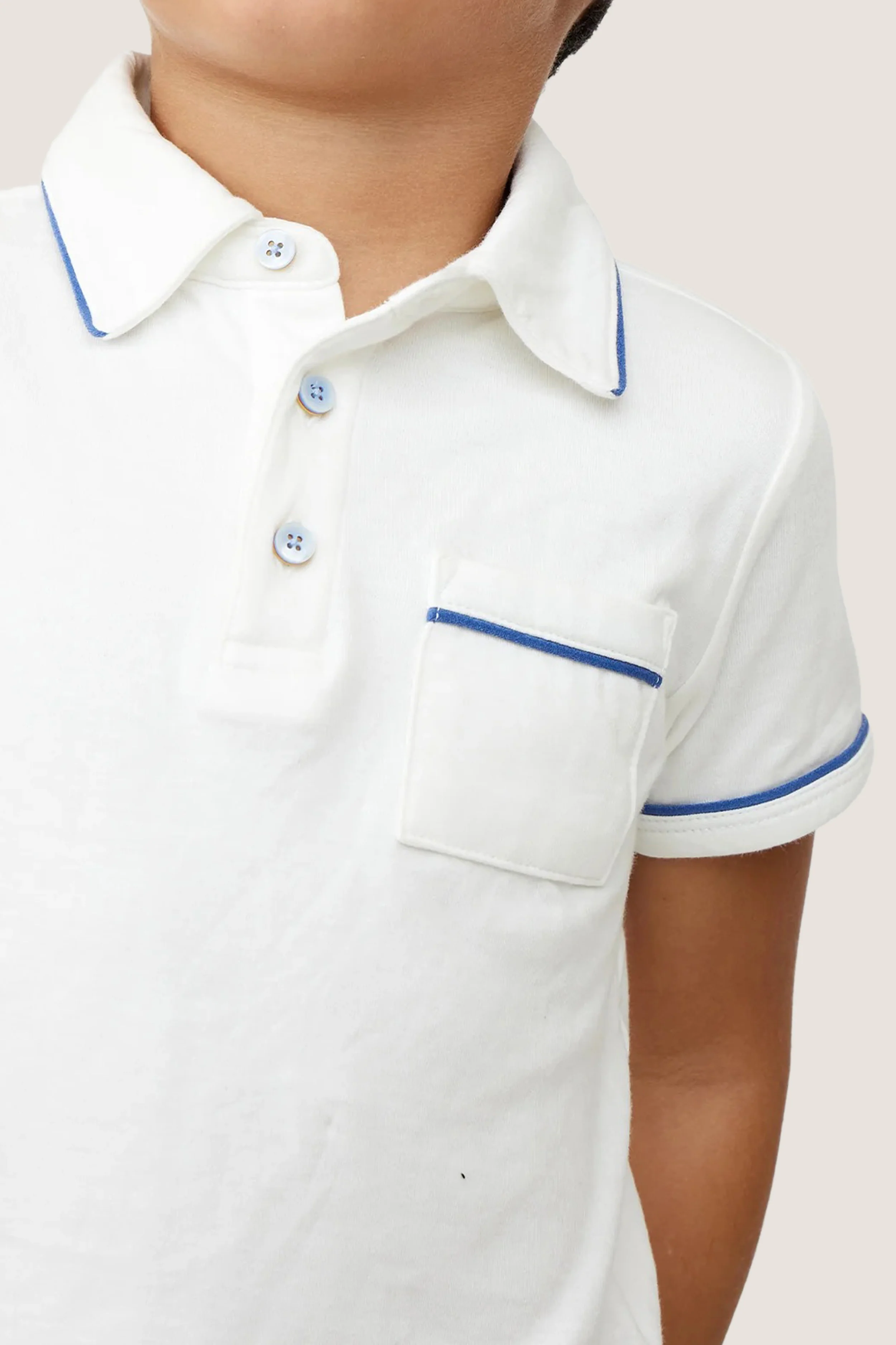 White and Navy Piping Marco Polo - Image 3