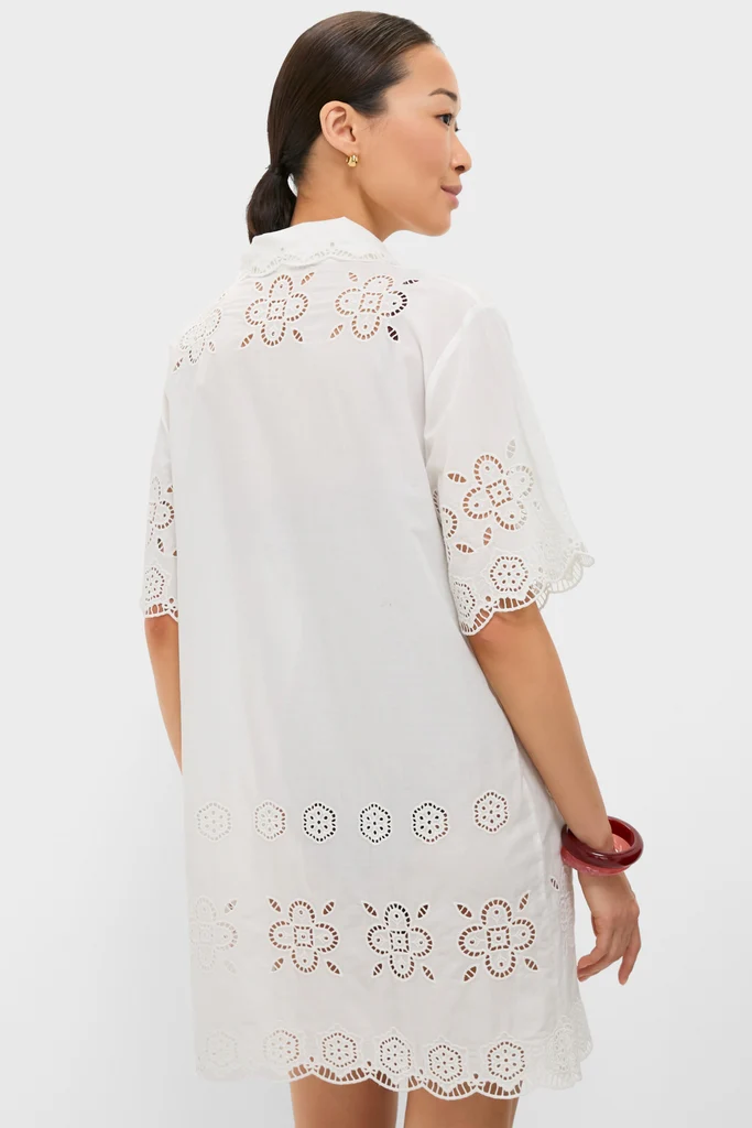 White Babette Eyelet Swim Tie Front Coverup - Image 5