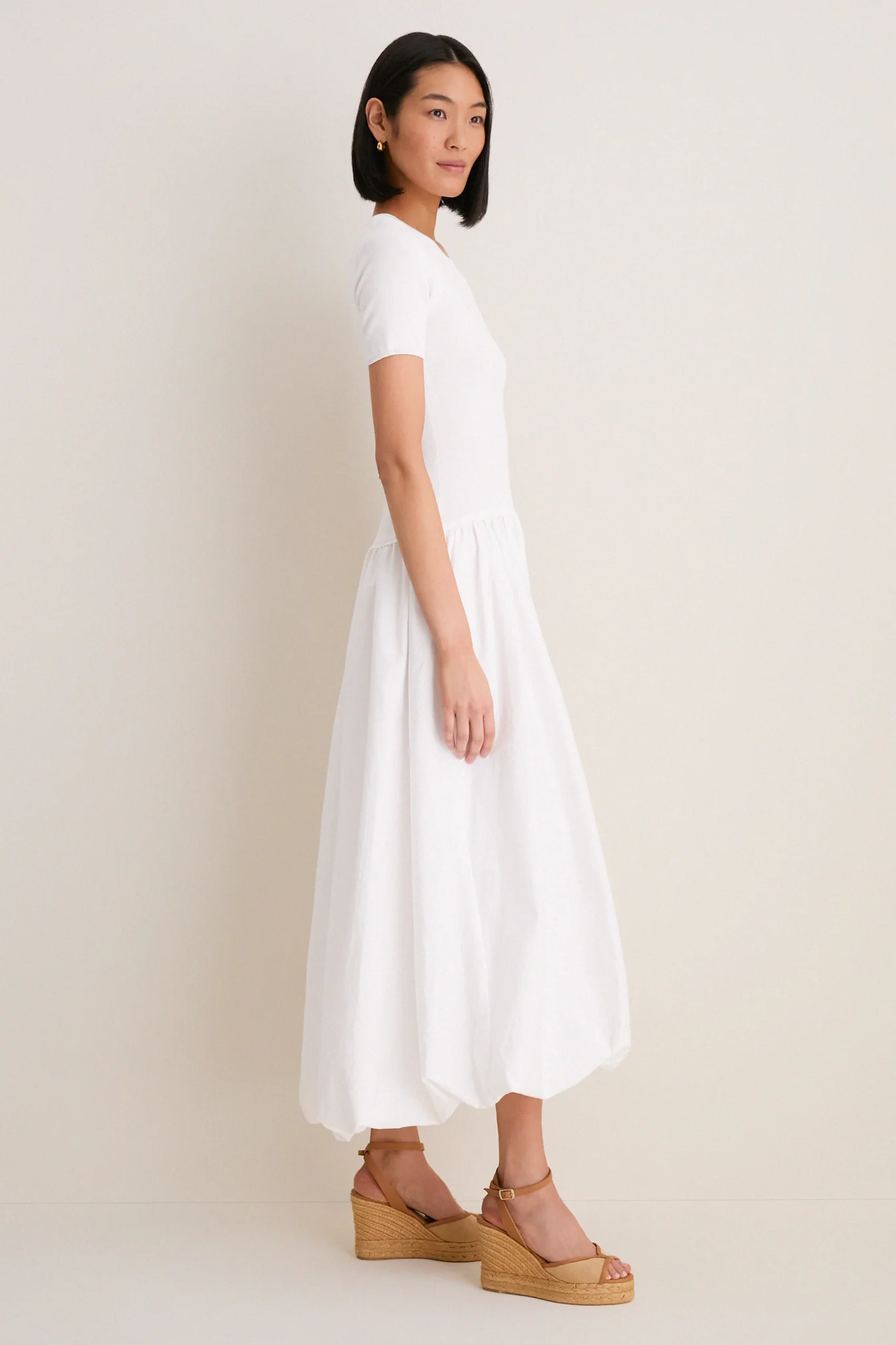 White Bubble Skirt Midi Dress - Image 3