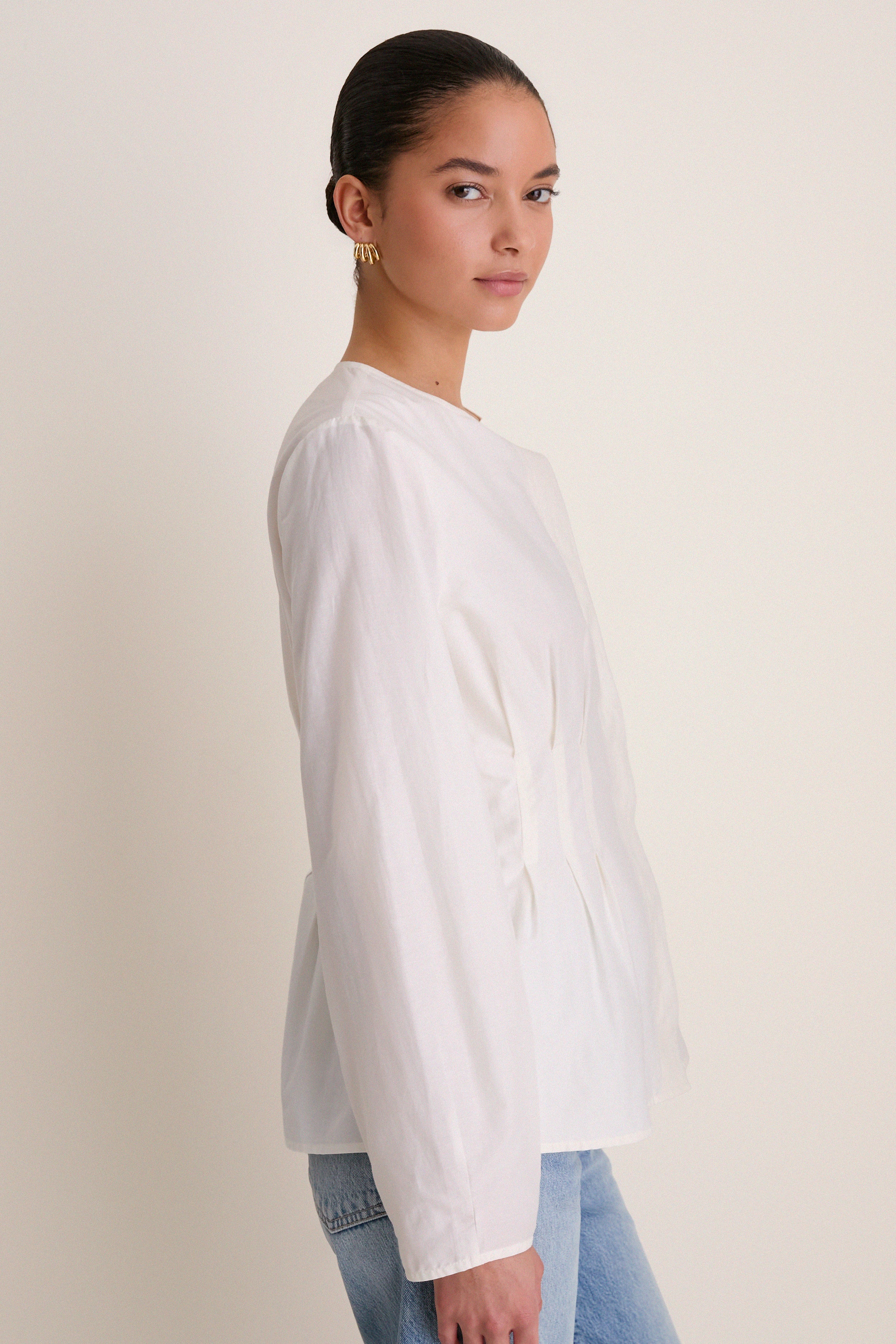 White Cotton Silk Arden Top - Image 3