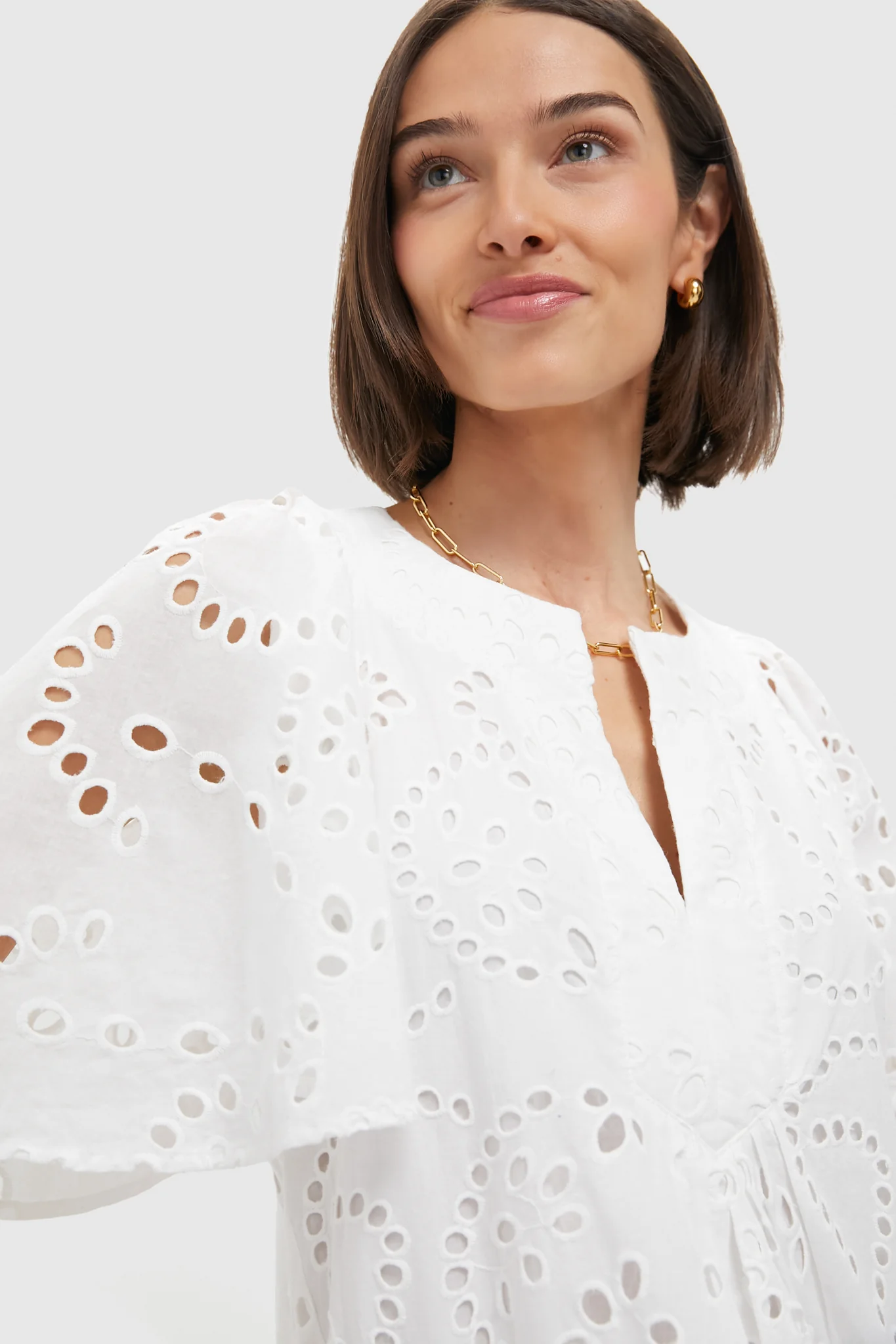 White Eyelet Finley Flutter Sleeve Dress - Image 5