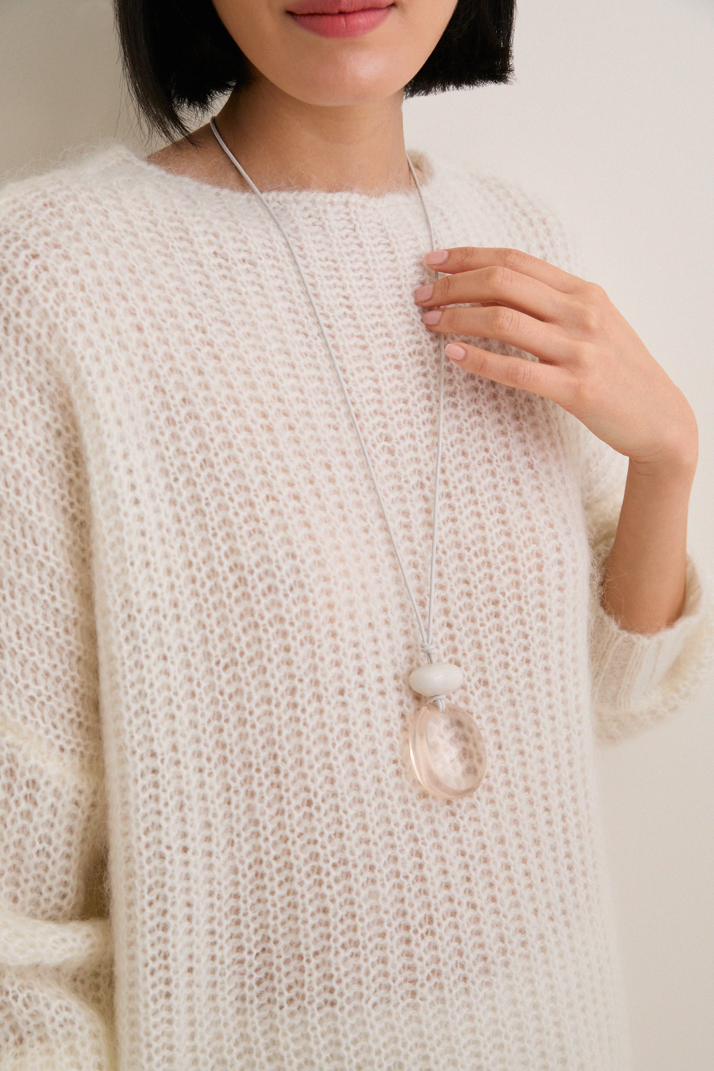 White Lune Cord Necklace - Image 2
