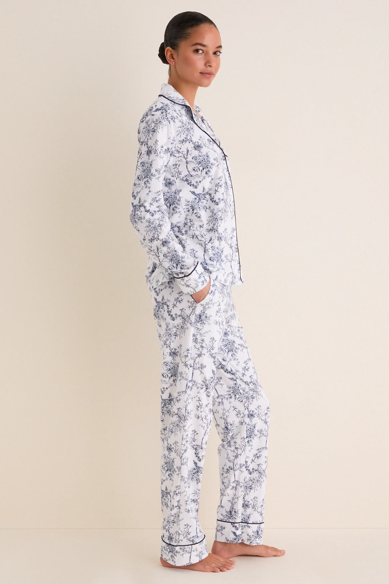 White Pima Cotton Timeless Toile Pajamas - Image 3