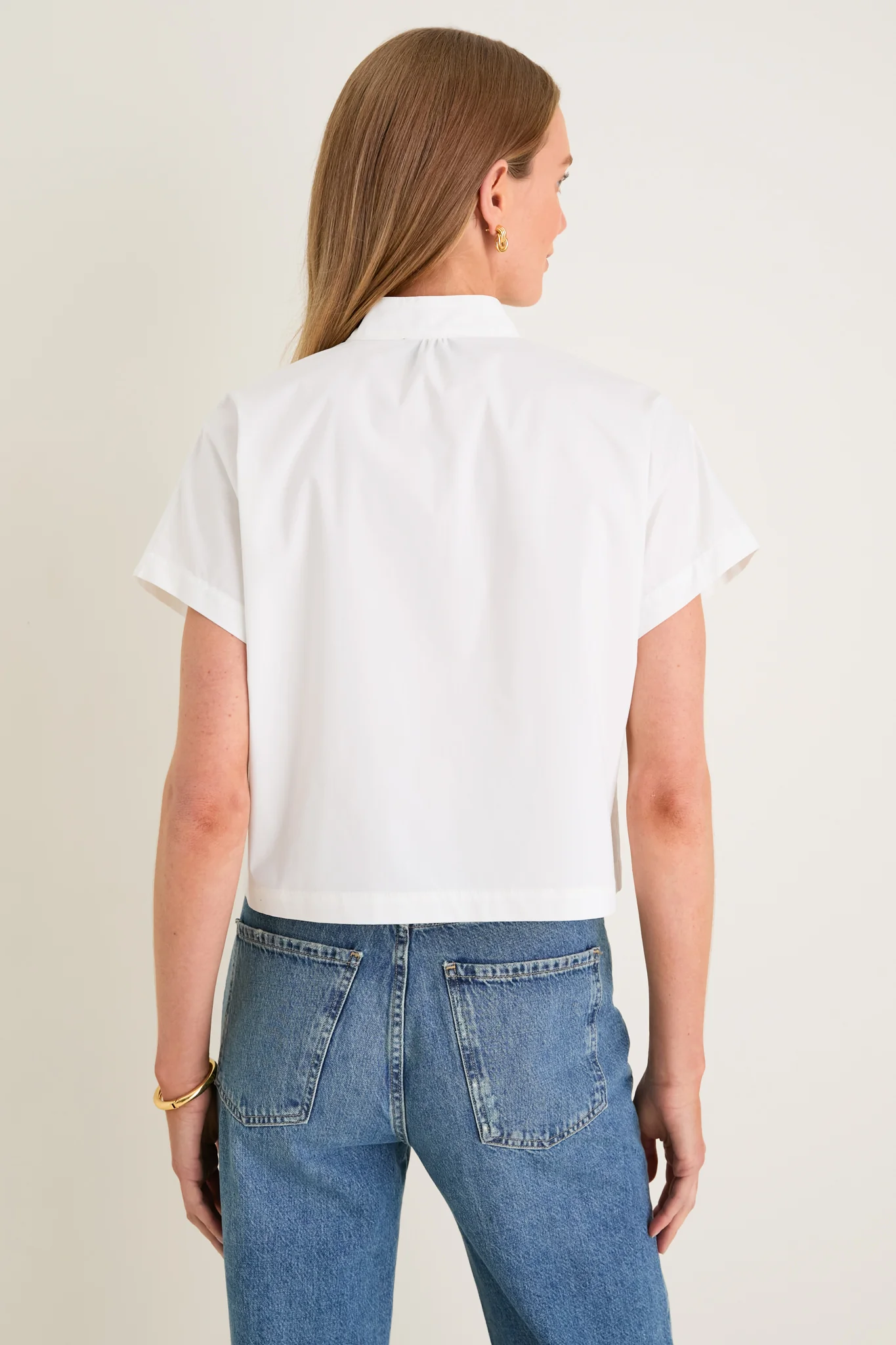 White Cotton Poplin Pintuck Avery Shirt - Image 5