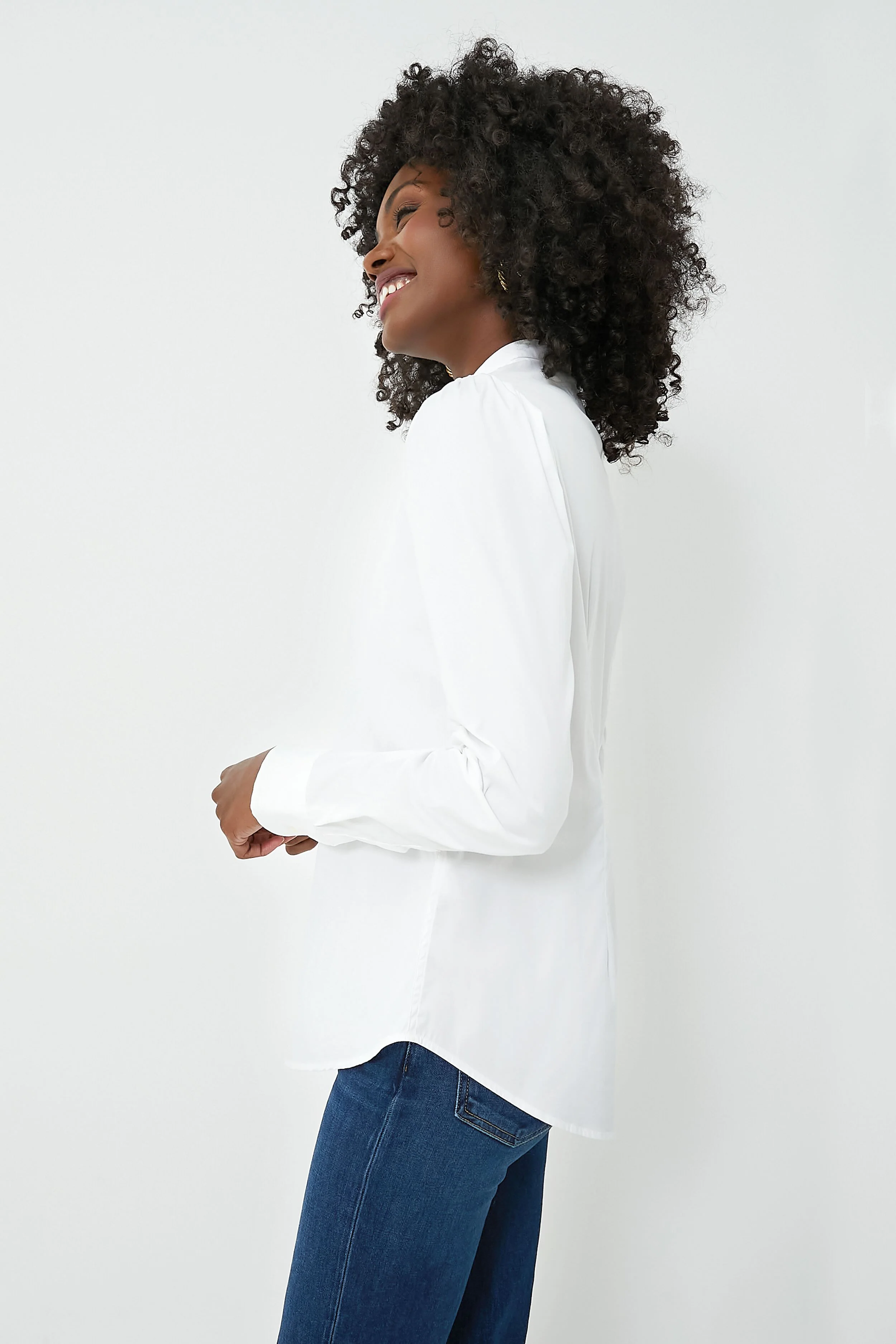 White Puffed Shoulder Shirt - Image 4
