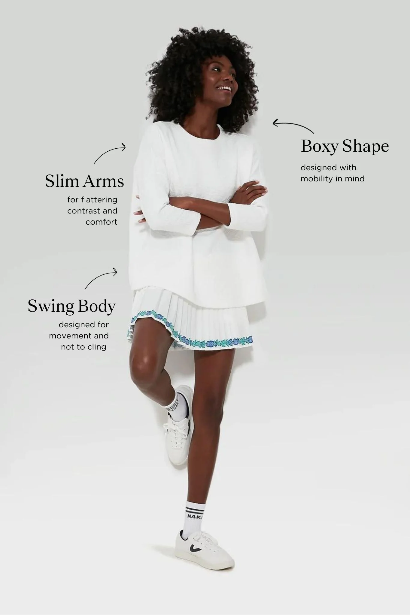 White Quilted Paisley Ally Swing Sweatshirt - Image 3