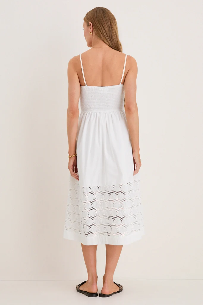 White Smocked Seashell Embroidery Harbor Dress - Image 5
