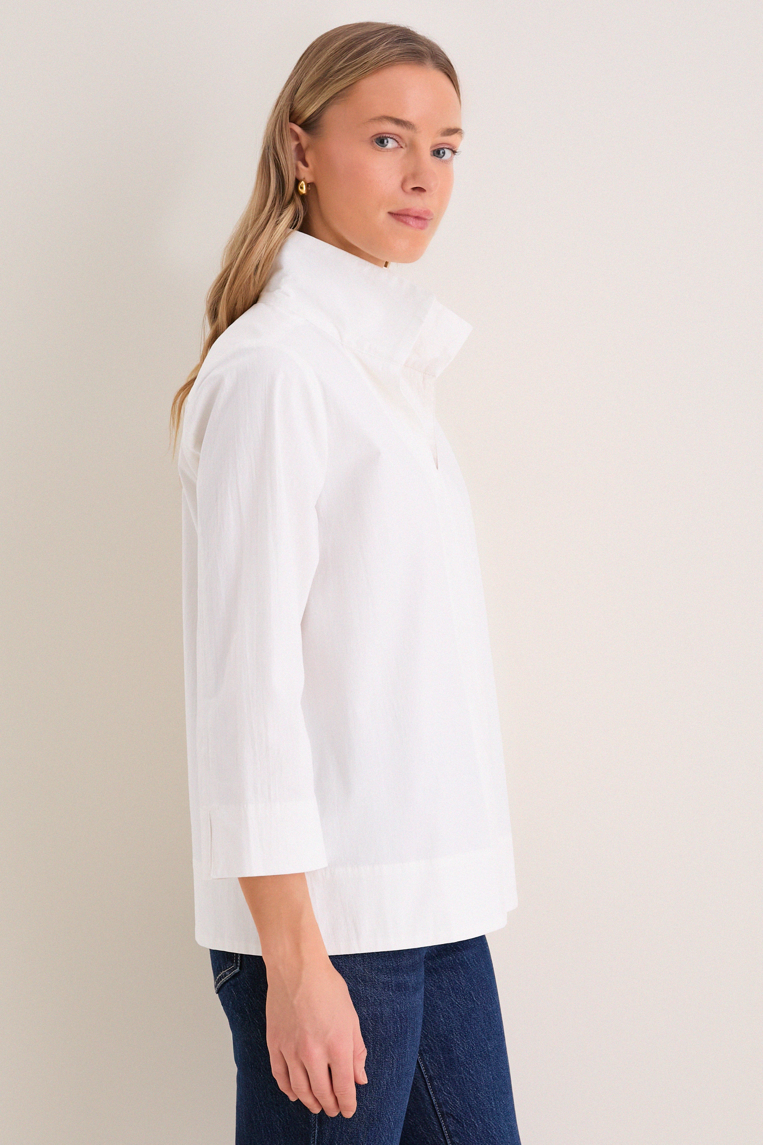 White Margot Stand Collar Blouse - Image 6