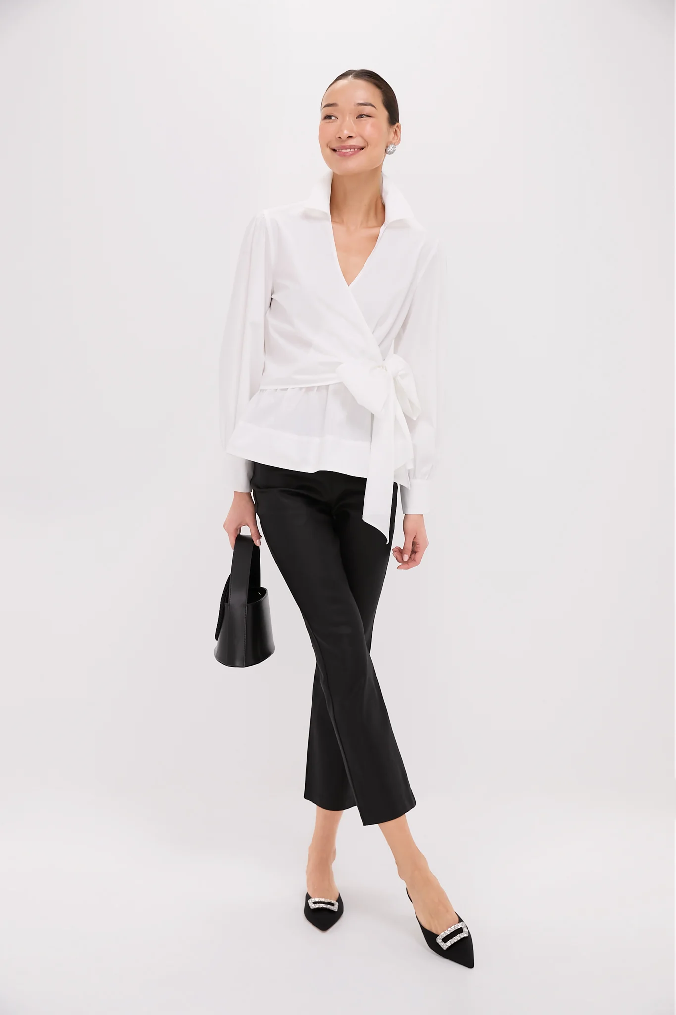 White Tie Front Bow Bea Blouse - Image 6